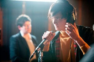 Feargal Sharley [Kerr Logan] laying down "Teenaged Kicks" in the studio