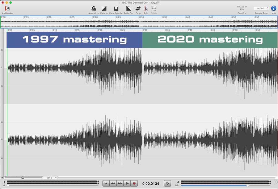 comparison of 1997 and 2020 mastering of visage's the anvil album