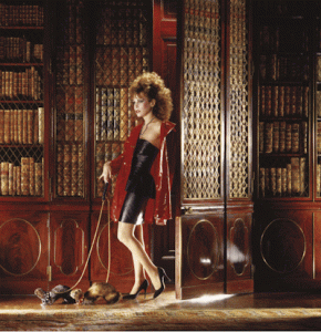 cristina with minks on leashes