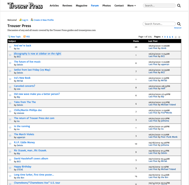 2020 trouser press forum