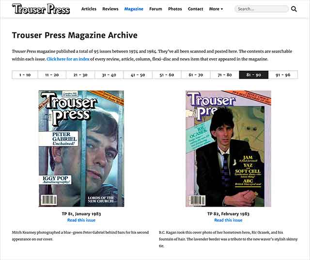 trouser press online magazine archive