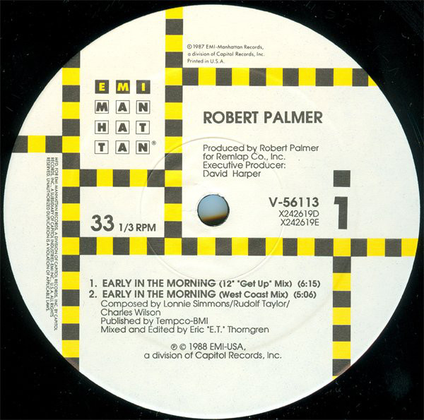 Robert Palmer - early in the morning US 12" #2 label art