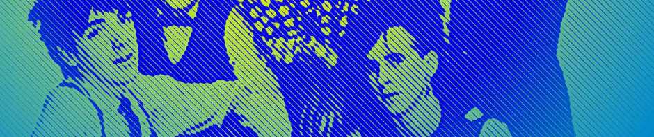 altered images pink blue monktone