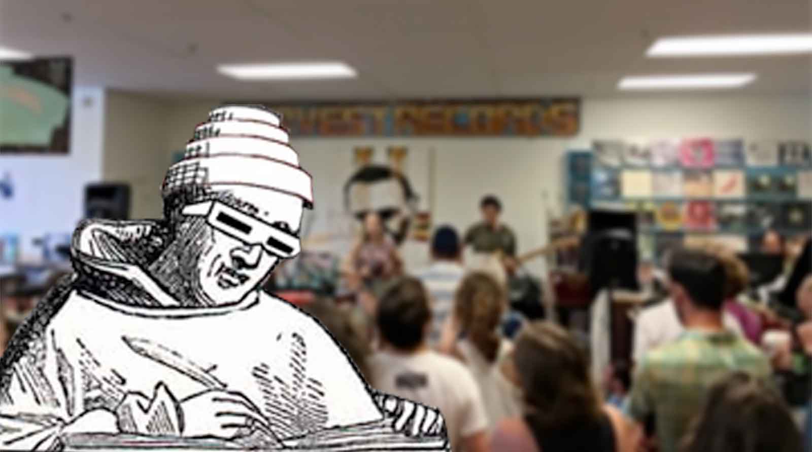 monk in line at harvest records
