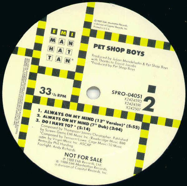 pet shop boys - always on my mind US promo 12"