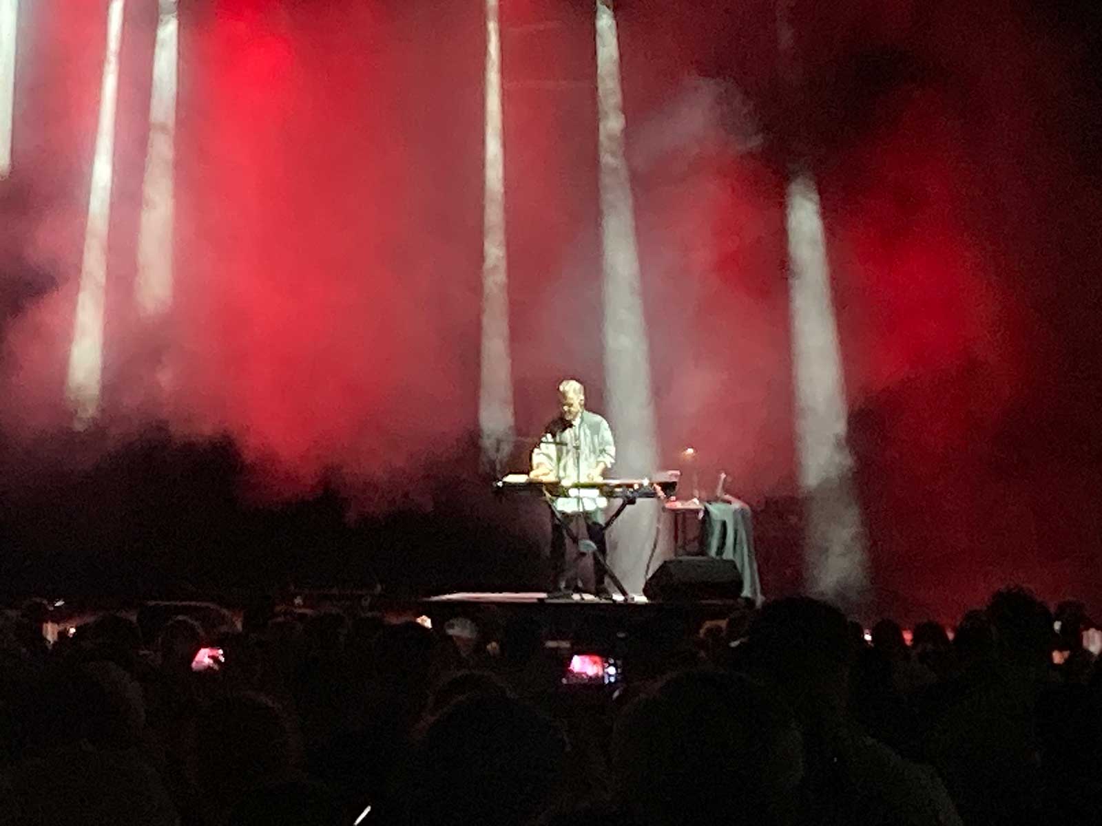 Thomas Dolby in red in raleigh - totally tubular festival 2024