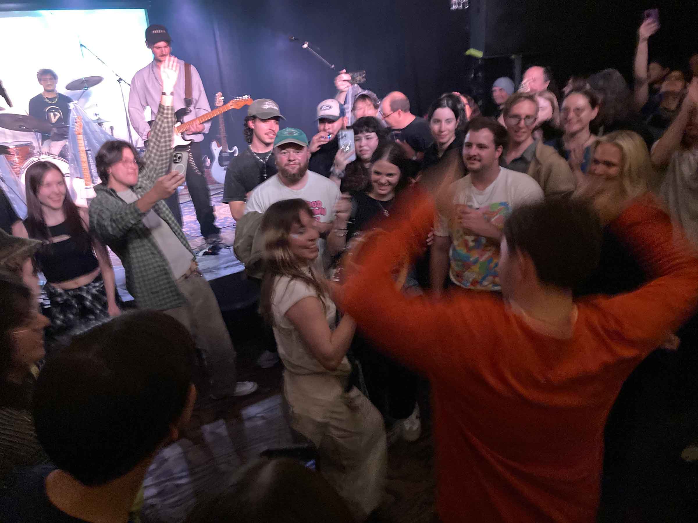 Night Tapes in asheville at grey eagle Oct 25, 2025 Iiris Vesik dances with the audience