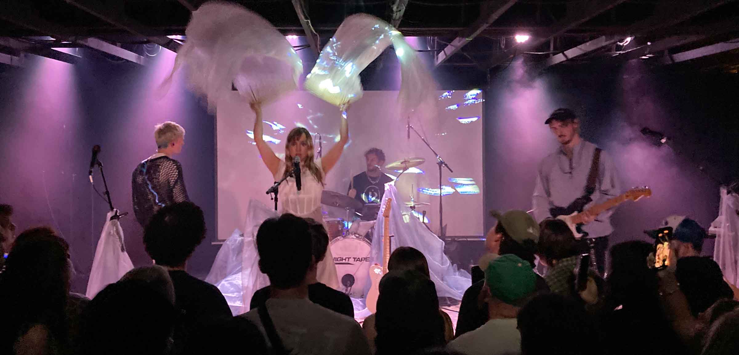 Night Tapes in asheville at grey eagle Oct 25, 2025 Iiris Vesik dances with fans